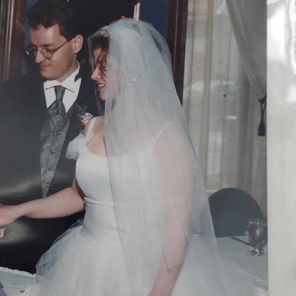 & Fingertip length wedding veil w excellent karma